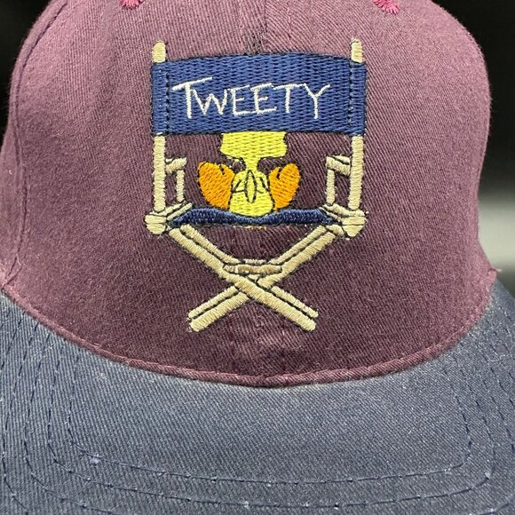 Vintage Baseball Cap 1991 Tweety Embroidered Hat Purple Navy Warner Bros USA - Picture 10 of 10